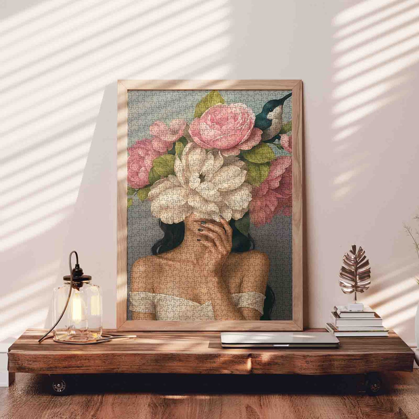 Woman with Magnolia Flowers Jigsaw Puzzle