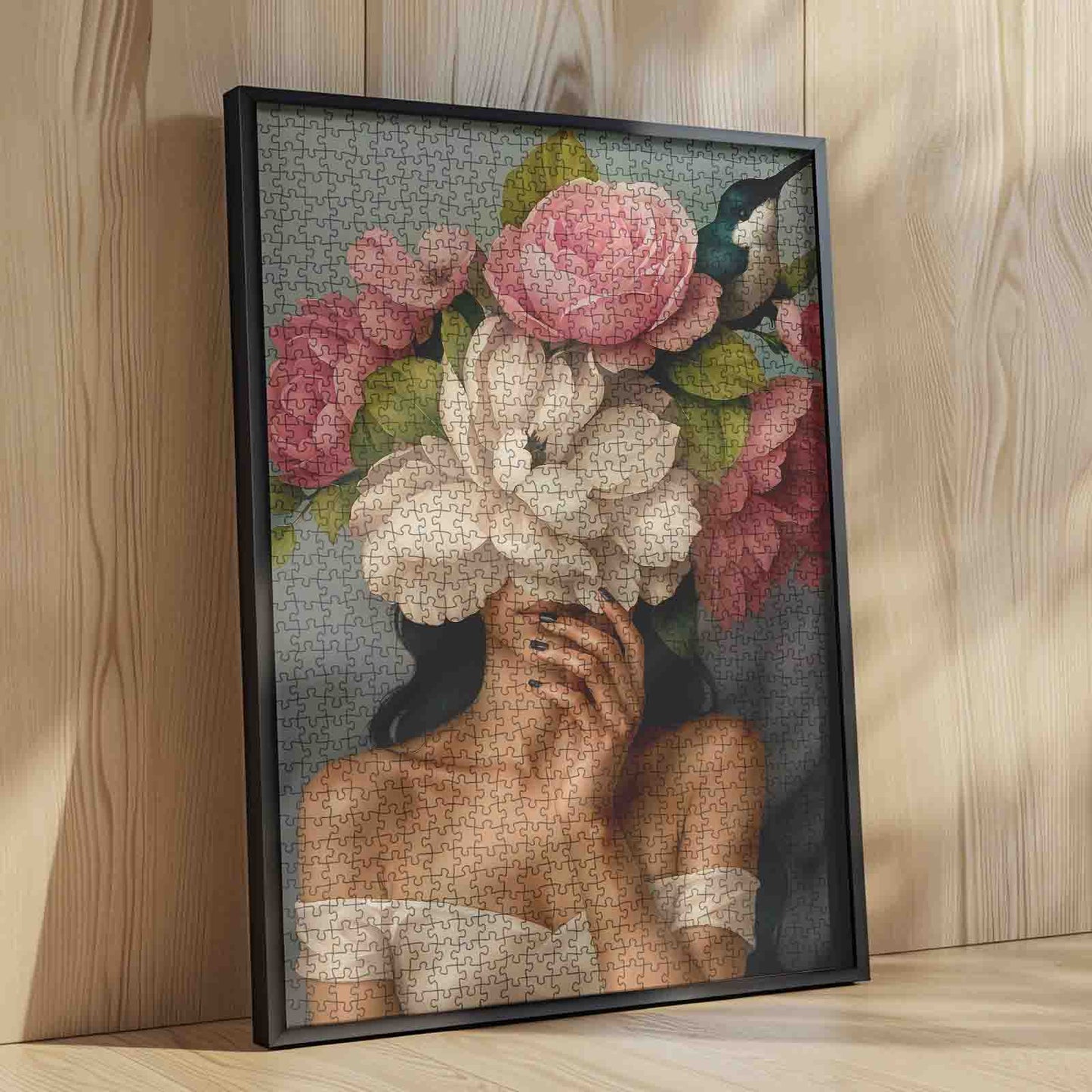 Woman with Magnolia Flowers Jigsaw Puzzle