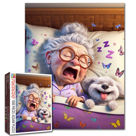 Yawning Grandma Bedtime Companion Jigsaw Puzzle