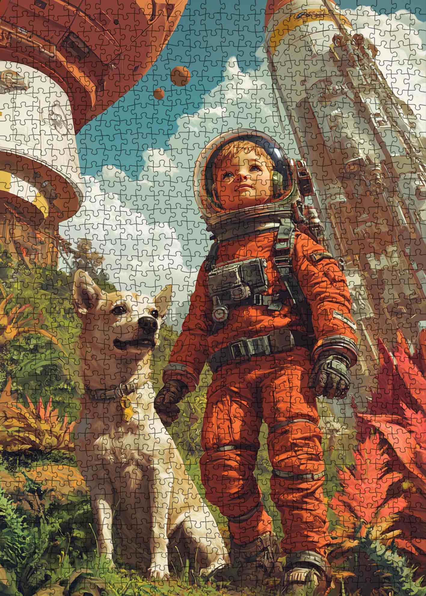 Young Explorer on Futuristic Frontier Jigsaw Puzzle