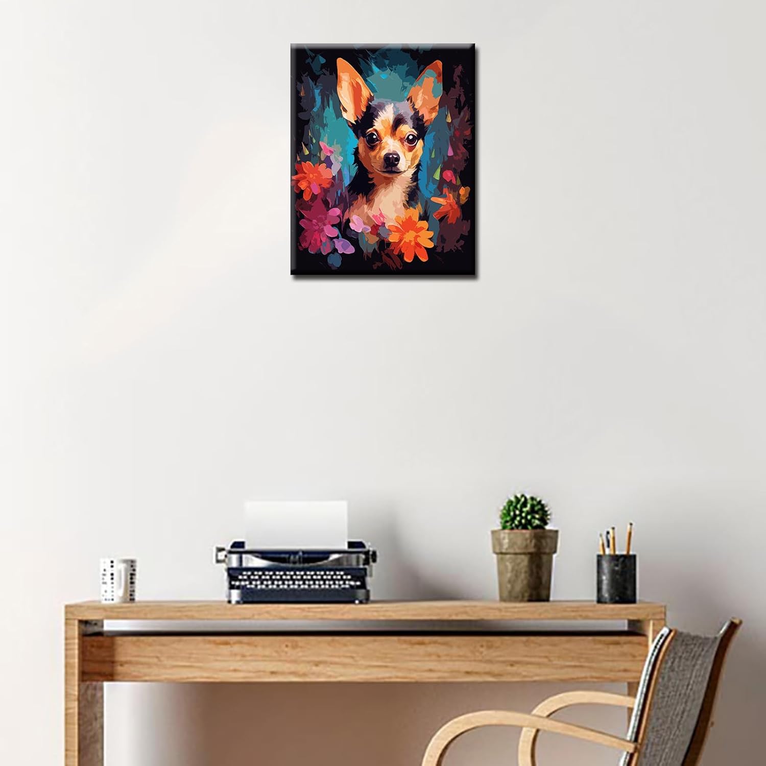 Abstract Chihuahua Among Flowers Paint by Numbers - Tucocoo