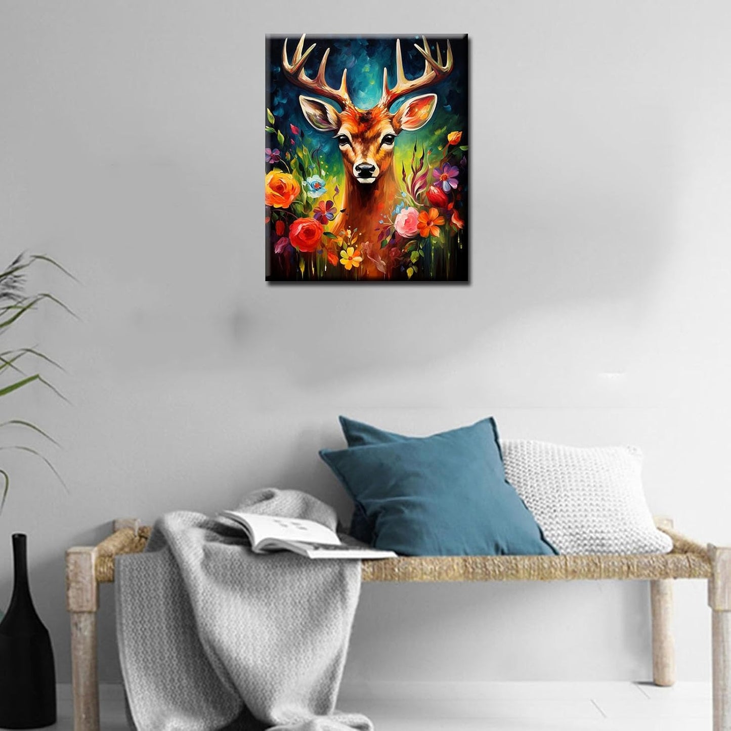 Abstract Deer and Flowers Paint by Numbers - Tucocoo