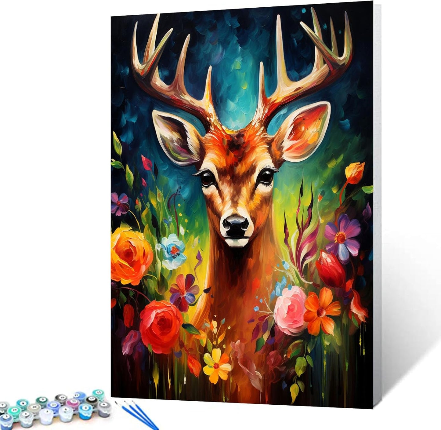 Abstract Deer and Flowers Paint by Numbers - Tucocoo