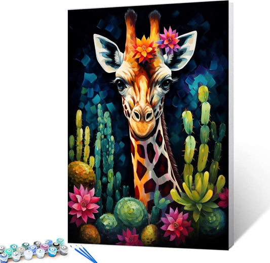 Abstract Giraffe and Cactus Paint by Numbers - Tucocoo