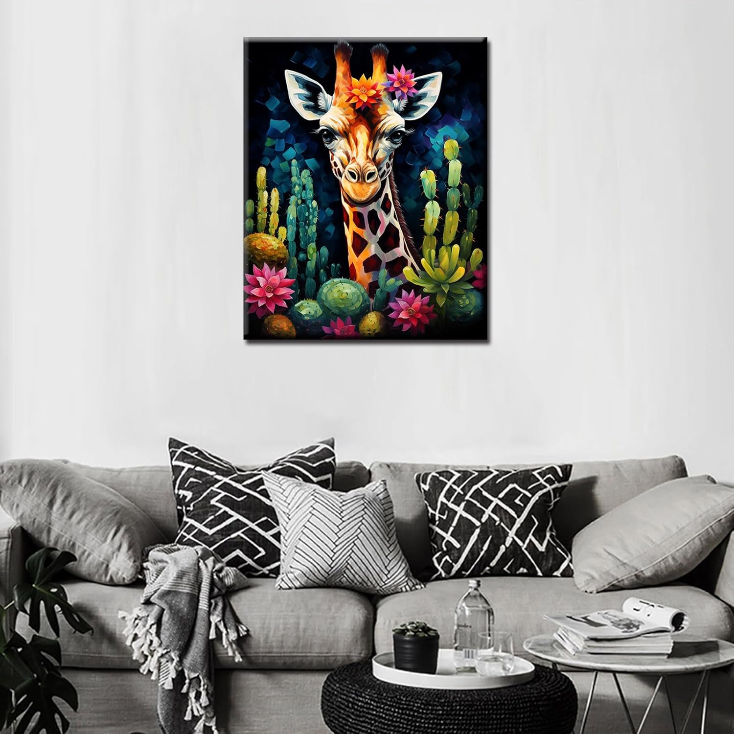 Abstract Giraffe and Cactus Paint by Numbers - Tucocoo