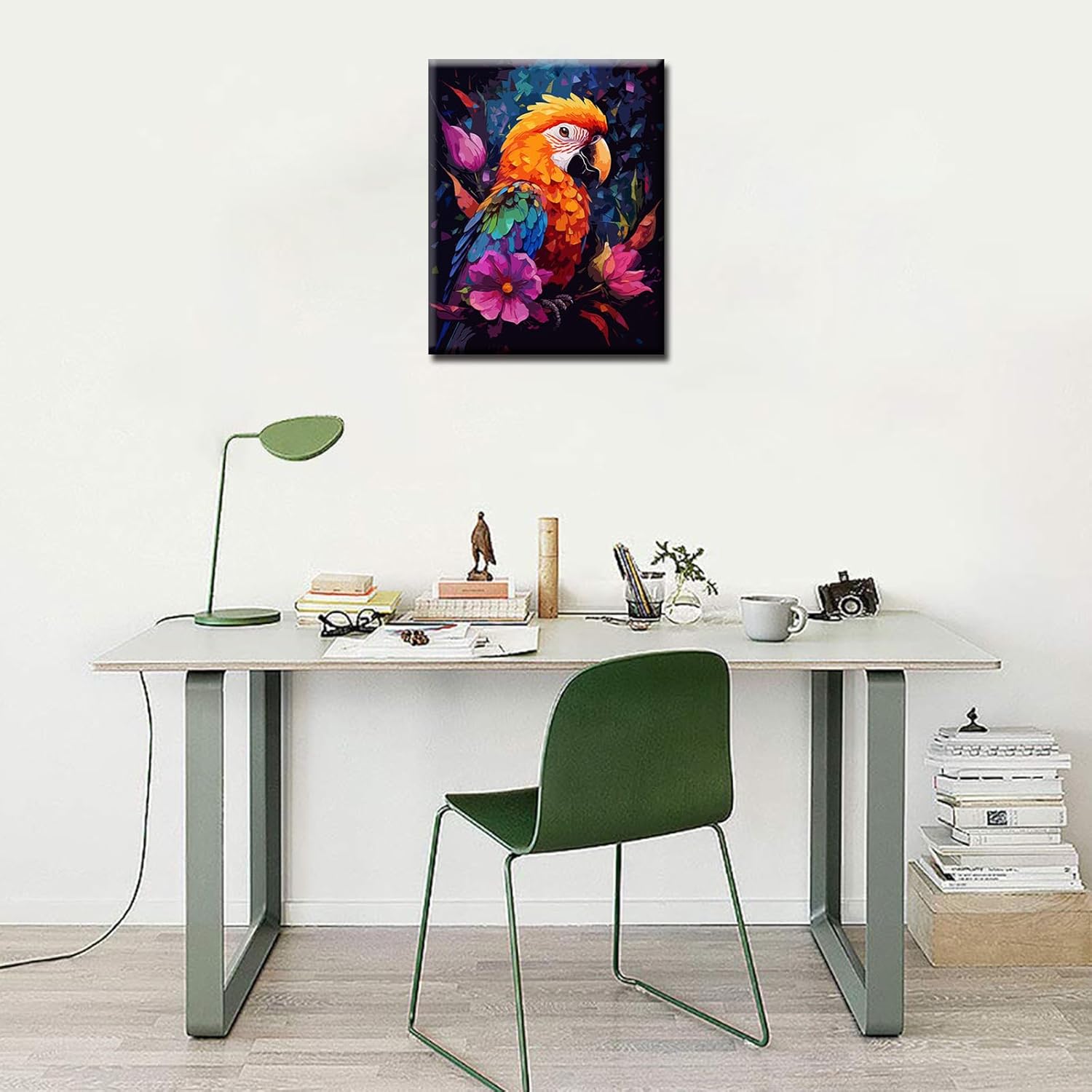 Abstract Parrot with Flowers Paint by Numbers - Tucocoo