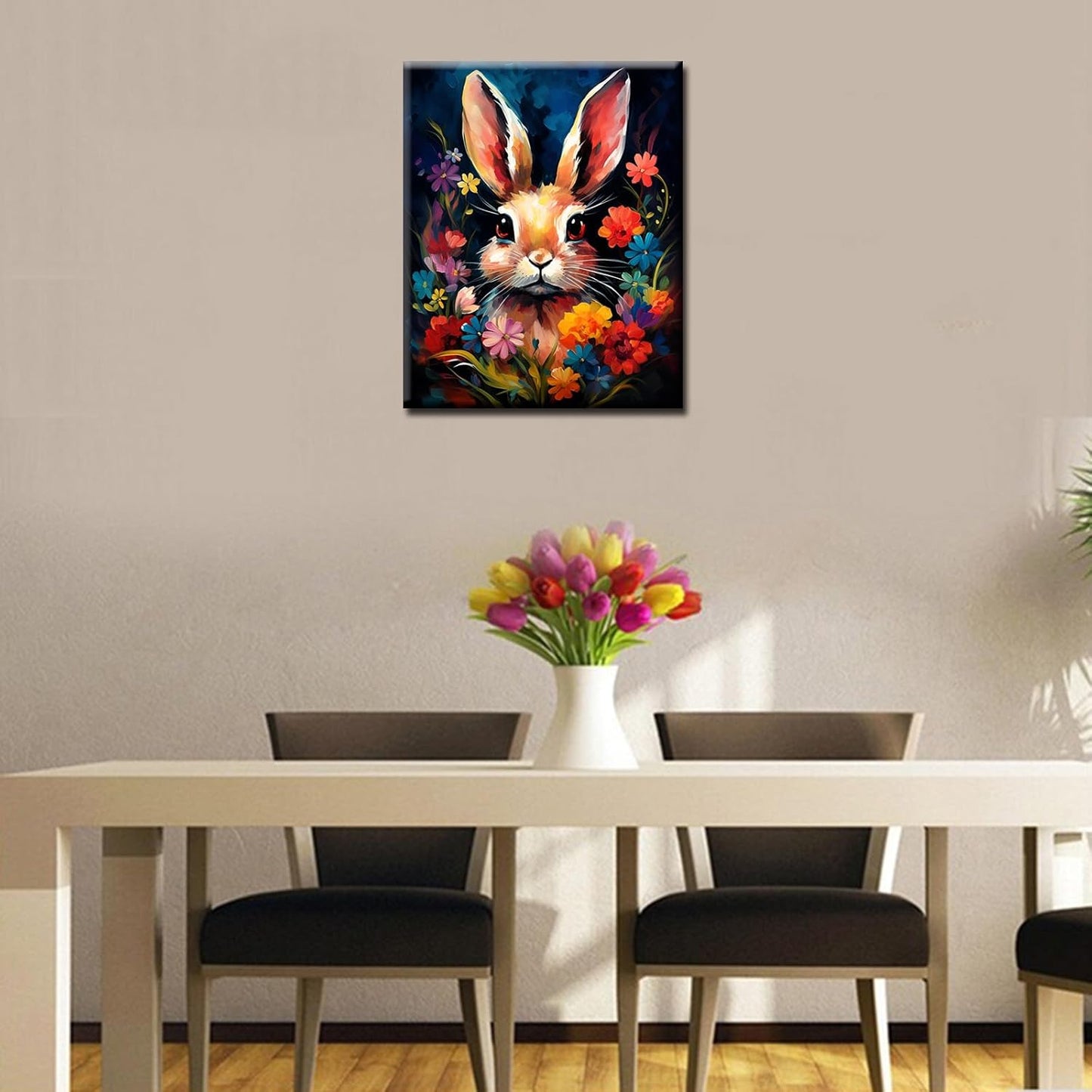 Abstract Rabbit Among Flowers Paint by Numbers - Tucocoo