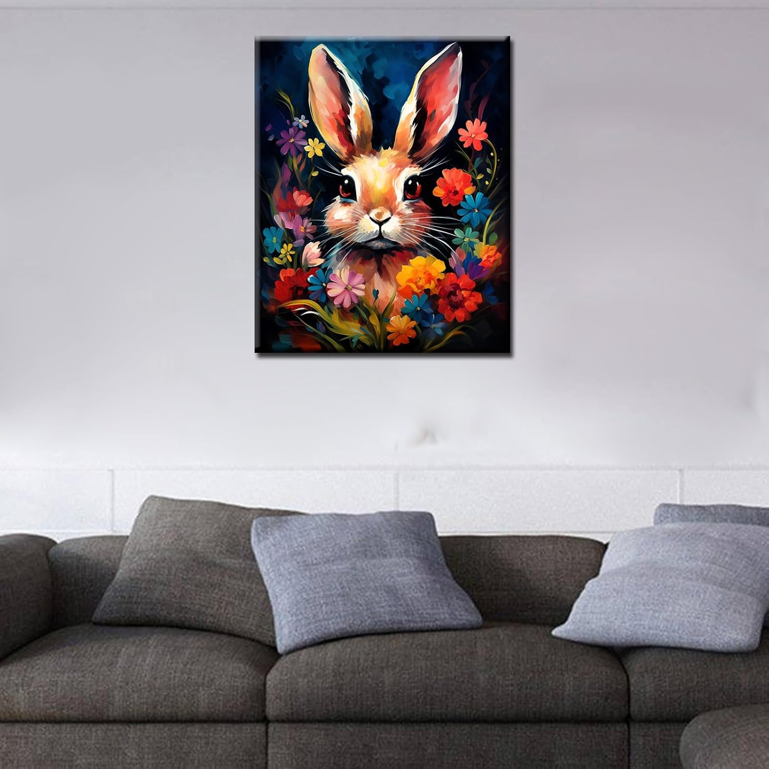 Abstract Rabbit Among Flowers Paint by Numbers - Tucocoo