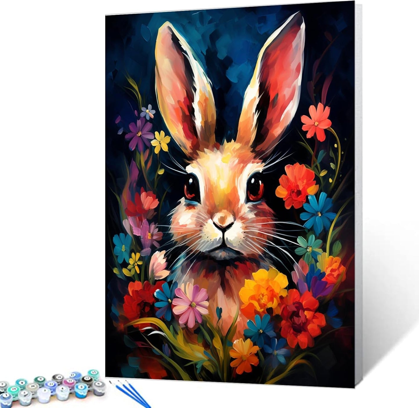 Abstract Rabbit Among Flowers Paint by Numbers - Tucocoo