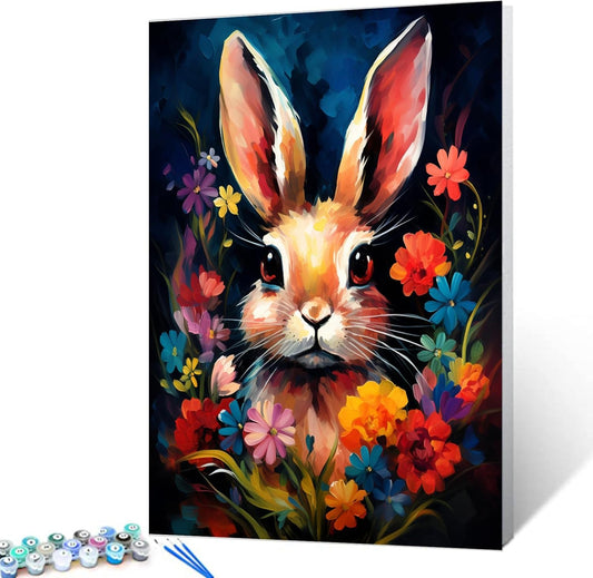 Abstract Rabbit Among Flowers Paint by Numbers - Tucocoo