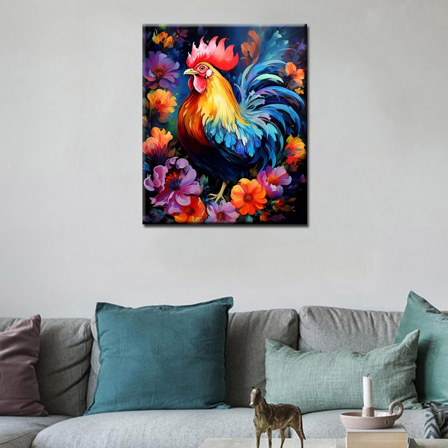 Abstract Rooster Among Flowers Paint by Numbers - Tucocoo