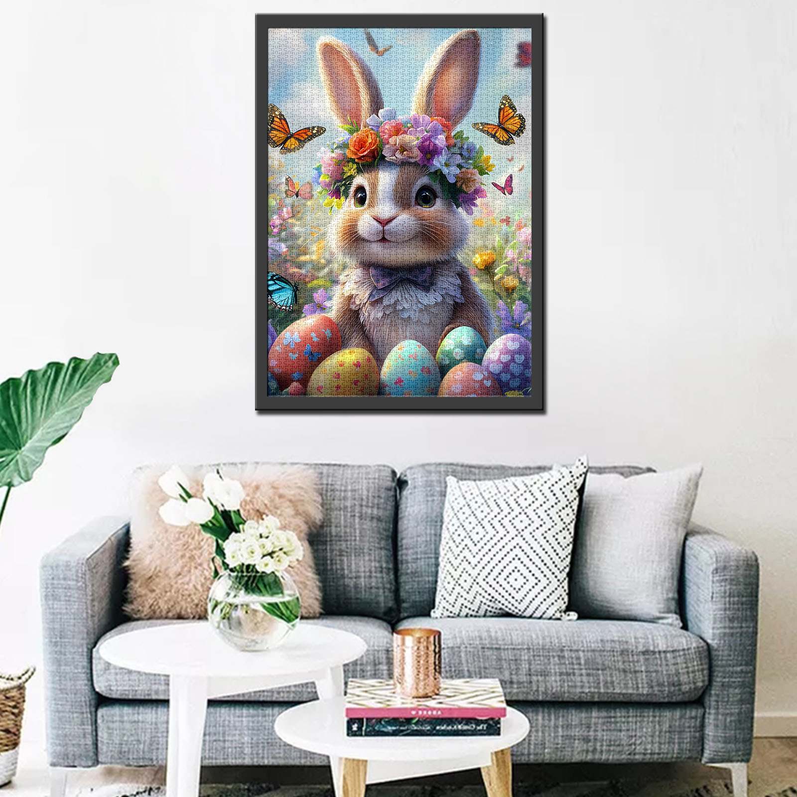 Adorable Bunny with Floral Crown Jigsaw Puzzles - Tucocoo