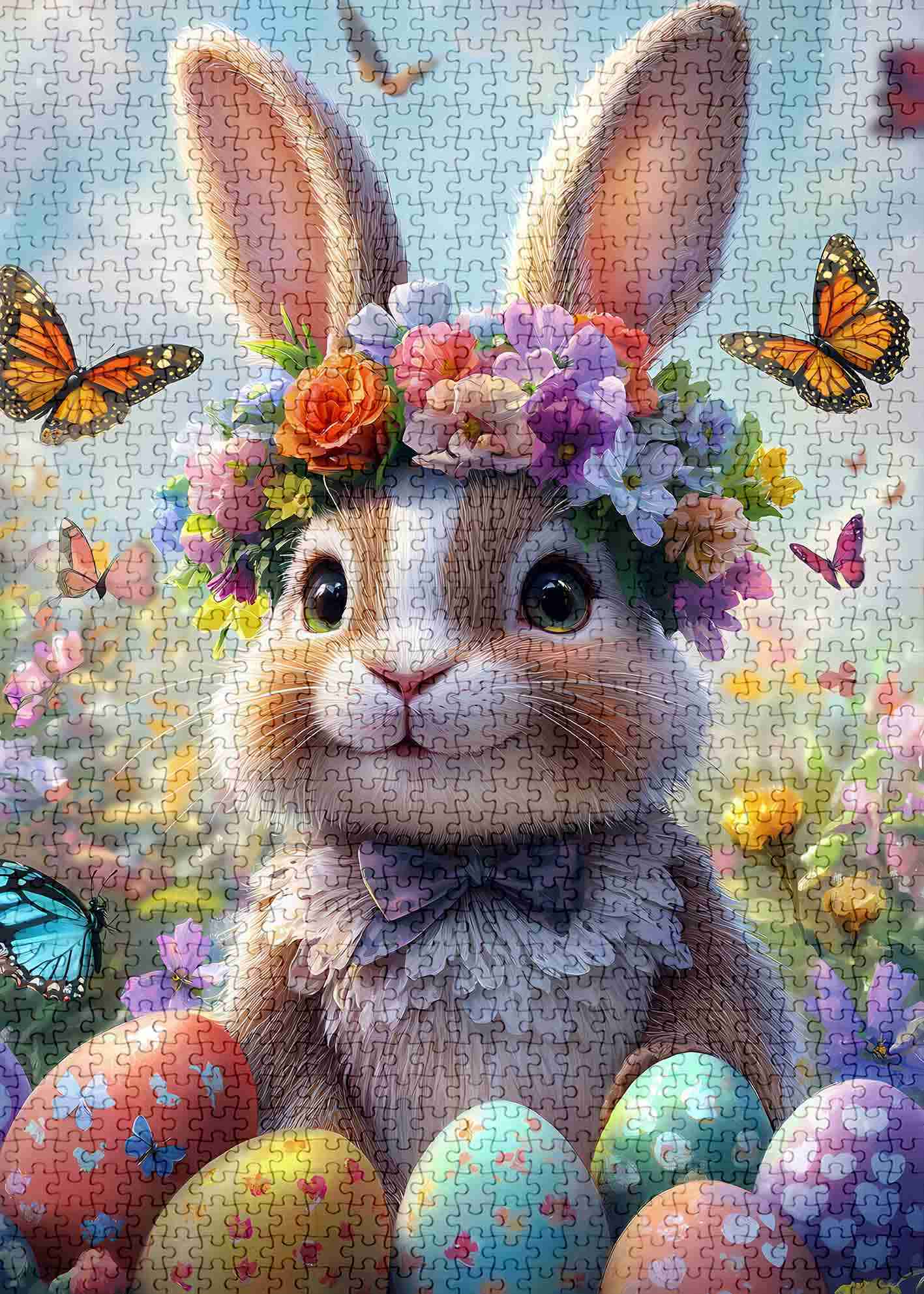 Adorable Bunny with Floral Crown Jigsaw Puzzles - Tucocoo