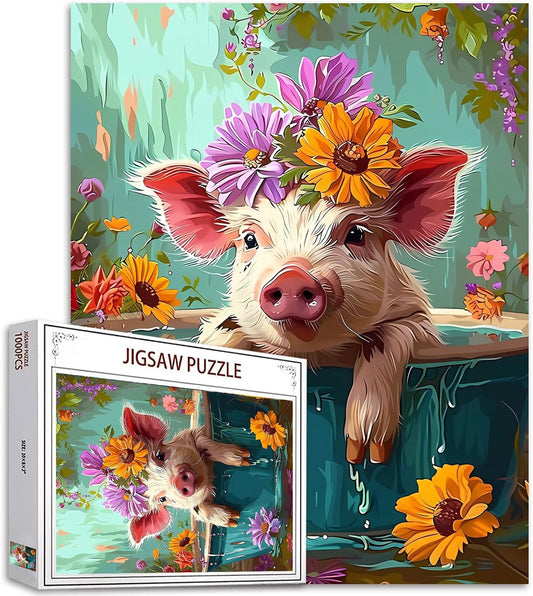 Adorable Pig in Bathtub Jigsaw Puzzles - Tucocoo