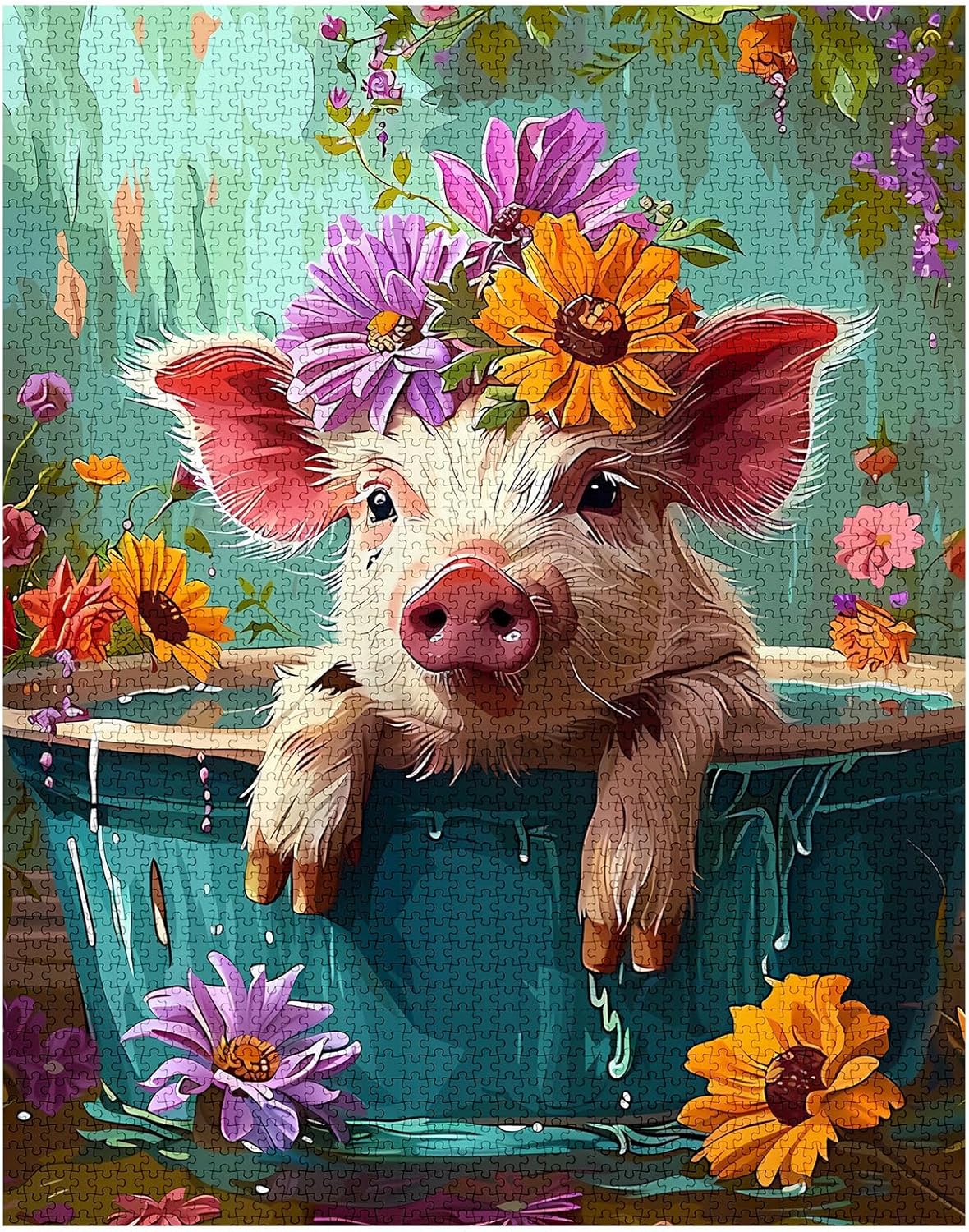 Adorable Pig in Bathtub Jigsaw Puzzles - Tucocoo