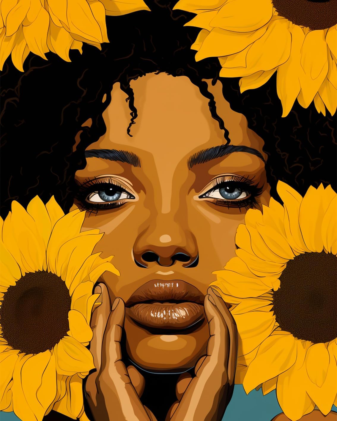 African American Sunflowers Paint by Numbers - Tucocoo