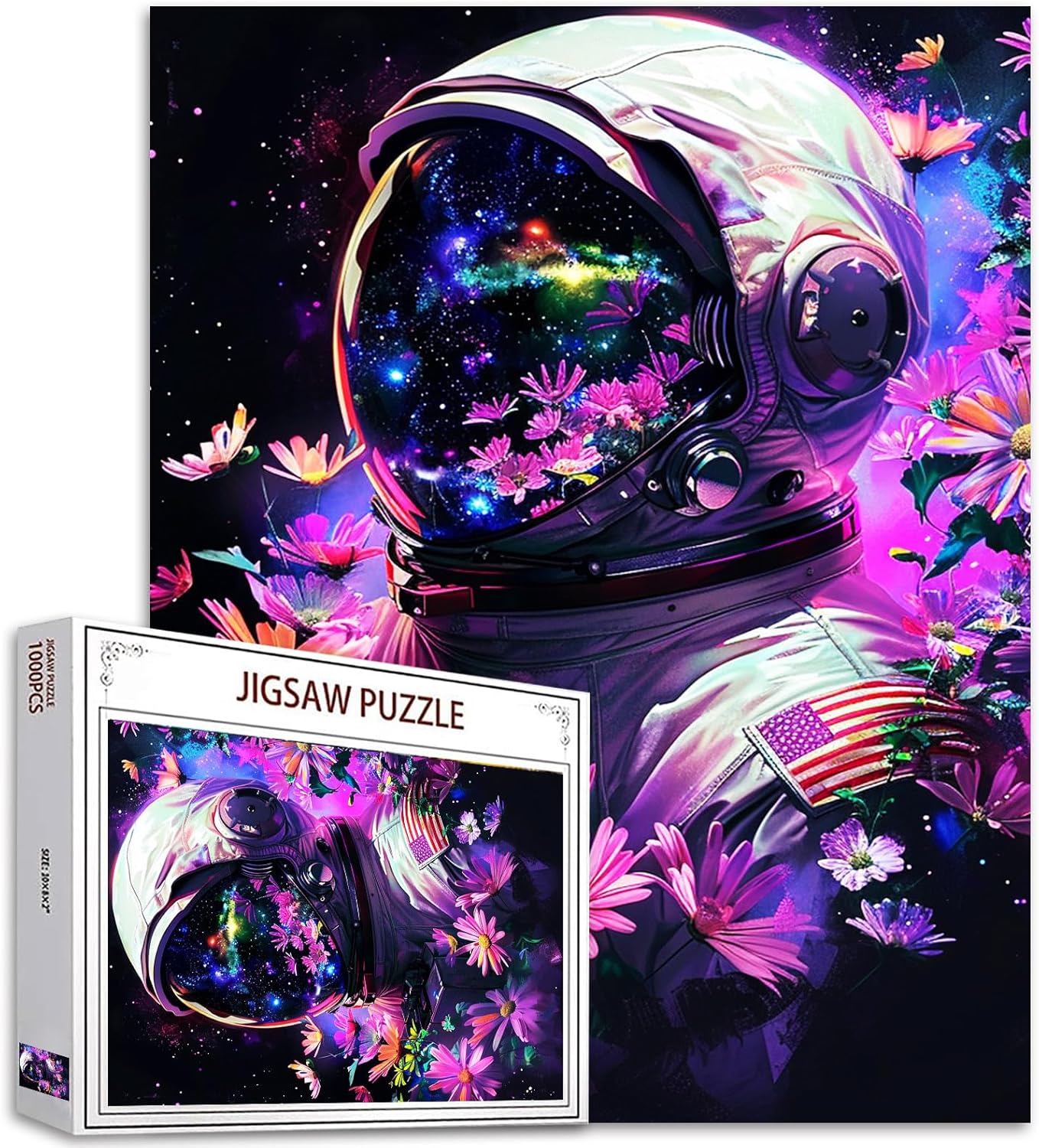 American Astronaut Among Flowers Jigsaw Puzzles - Tucocoo