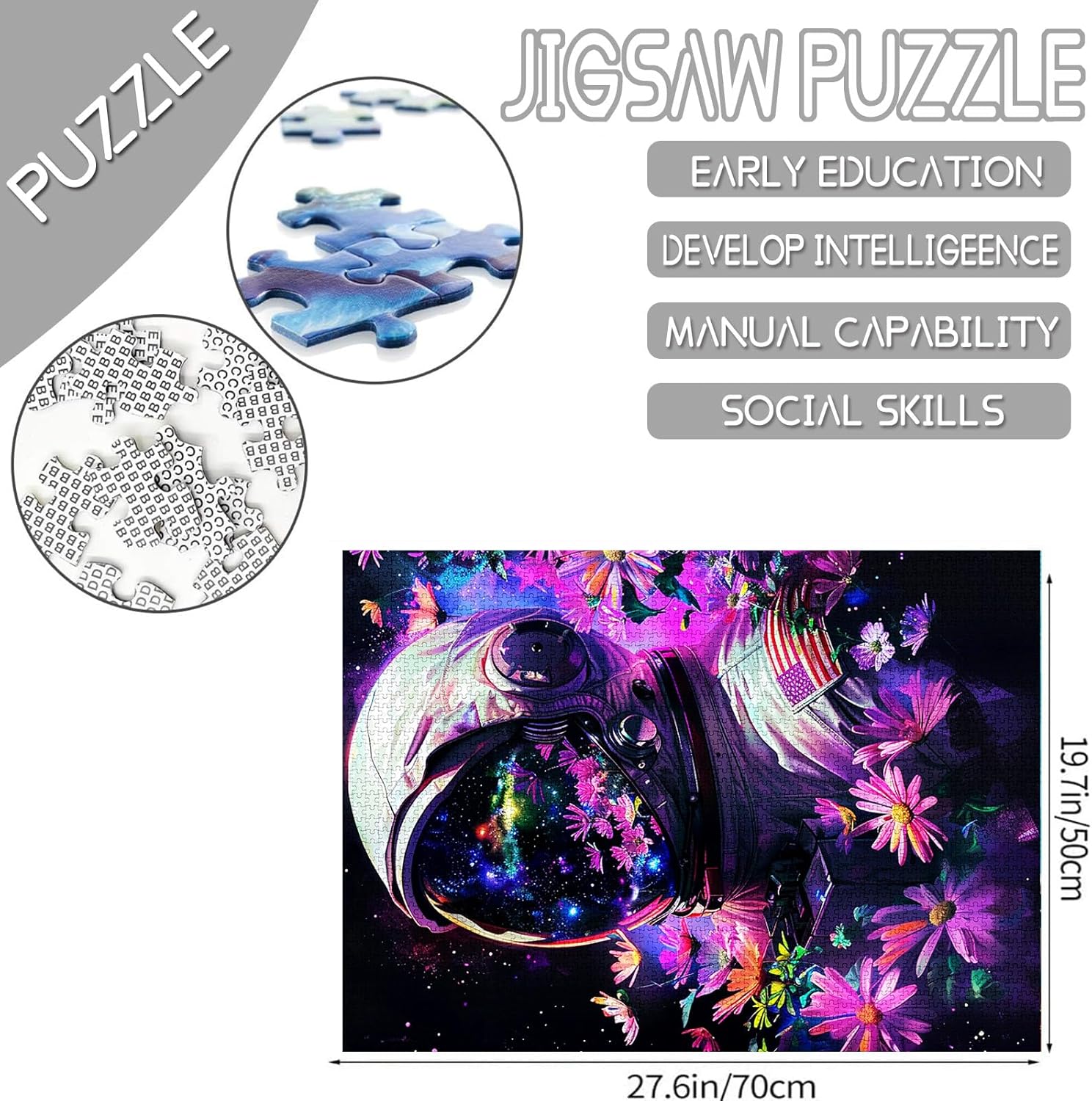 American Astronaut Among Flowers Jigsaw Puzzles - Tucocoo