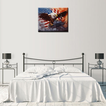 Bald Eagle with Machine Gun and Flag Paint by Numbers - Tucocoo