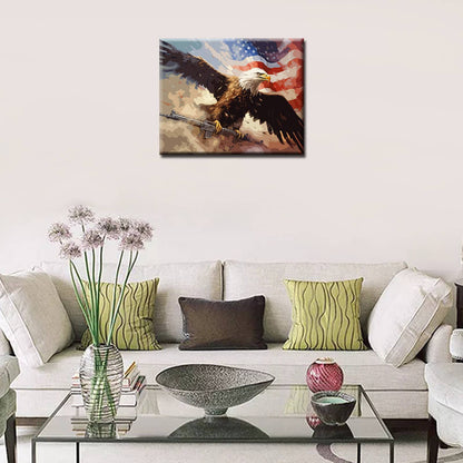 Bald Eagle with Rifle and Flag Paint by Numbers - Tucocoo