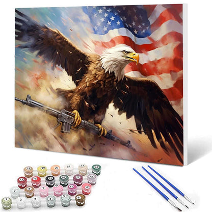 Bald Eagle with Rifle and Flag Paint by Numbers - Tucocoo