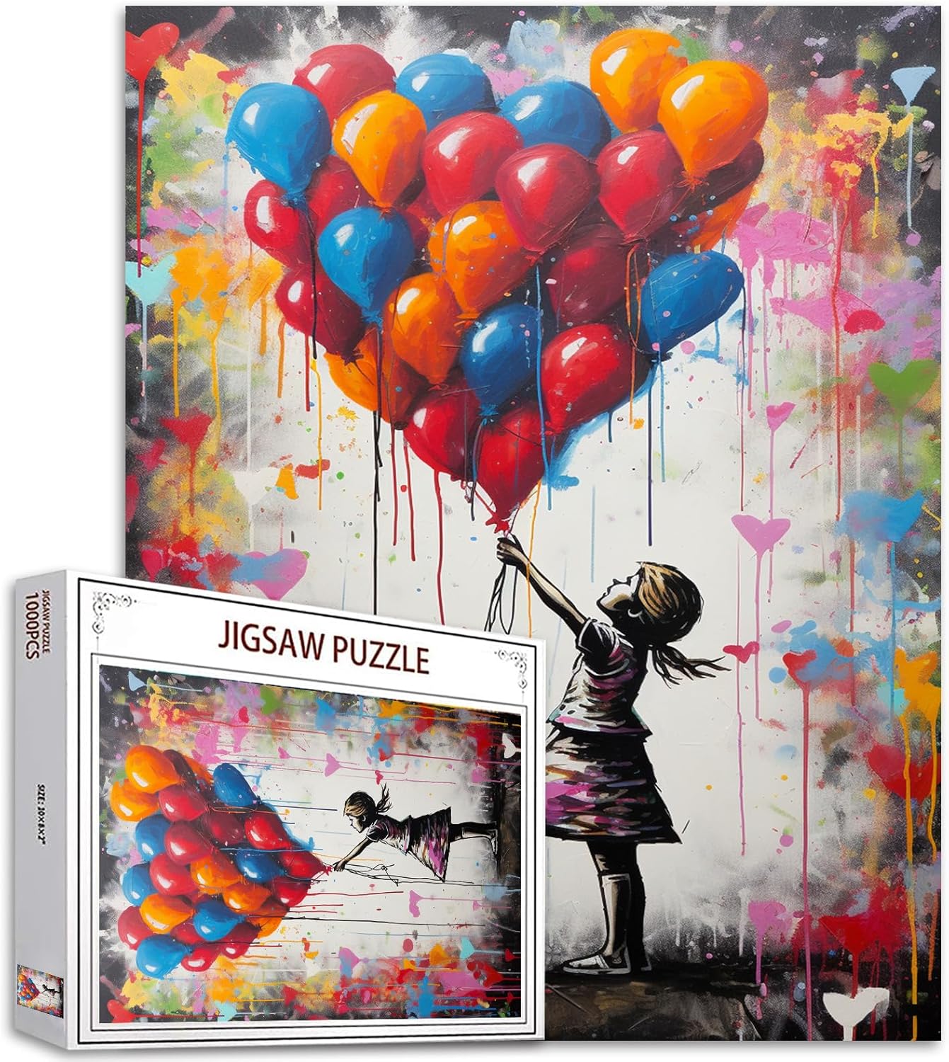 Puzzles de petite fille avec des ballons colorés 