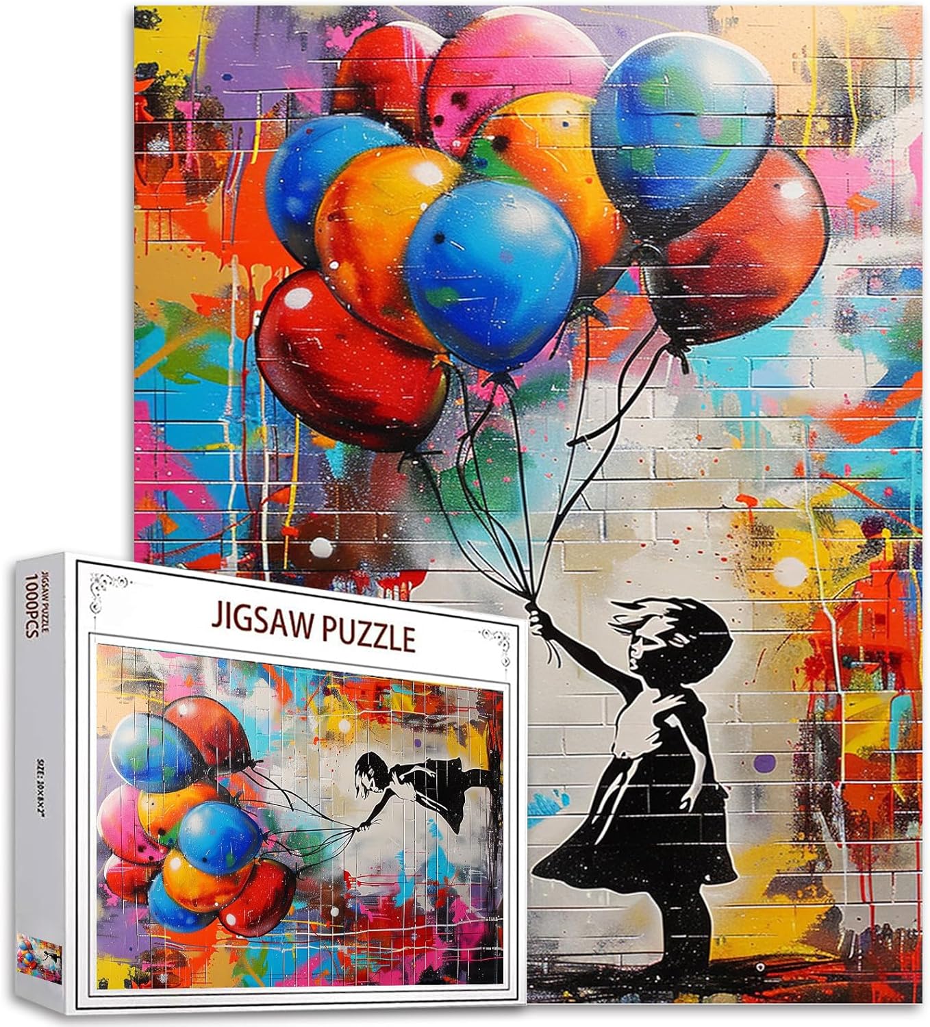 Puzzles de ballons colorés avec graffitis muraux 