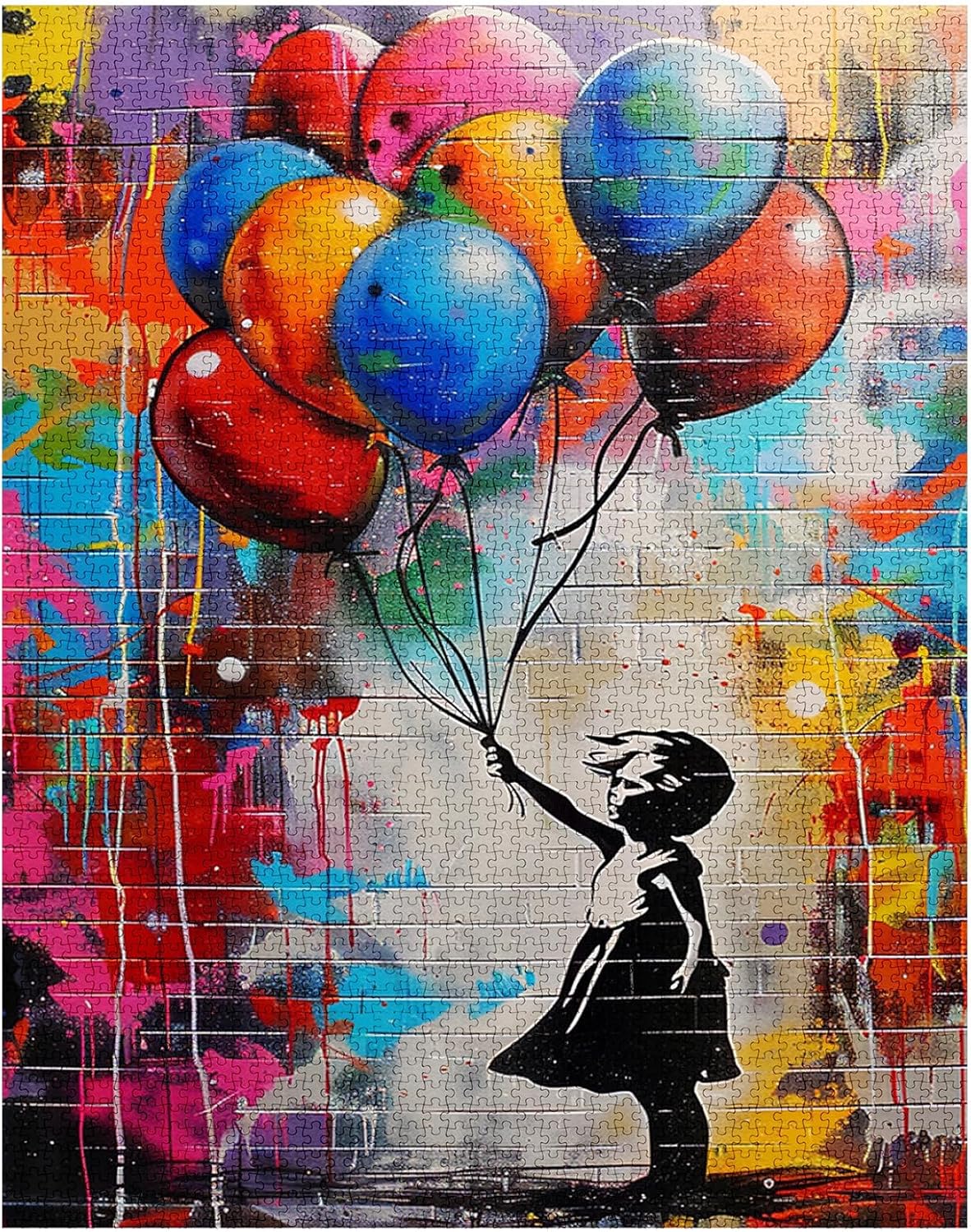 Puzzles de ballons colorés avec graffitis muraux 