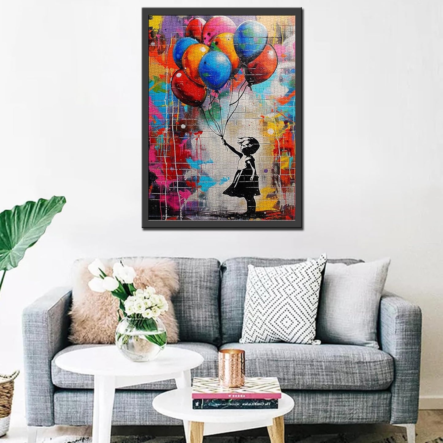 Puzzles de ballons colorés avec graffitis muraux 