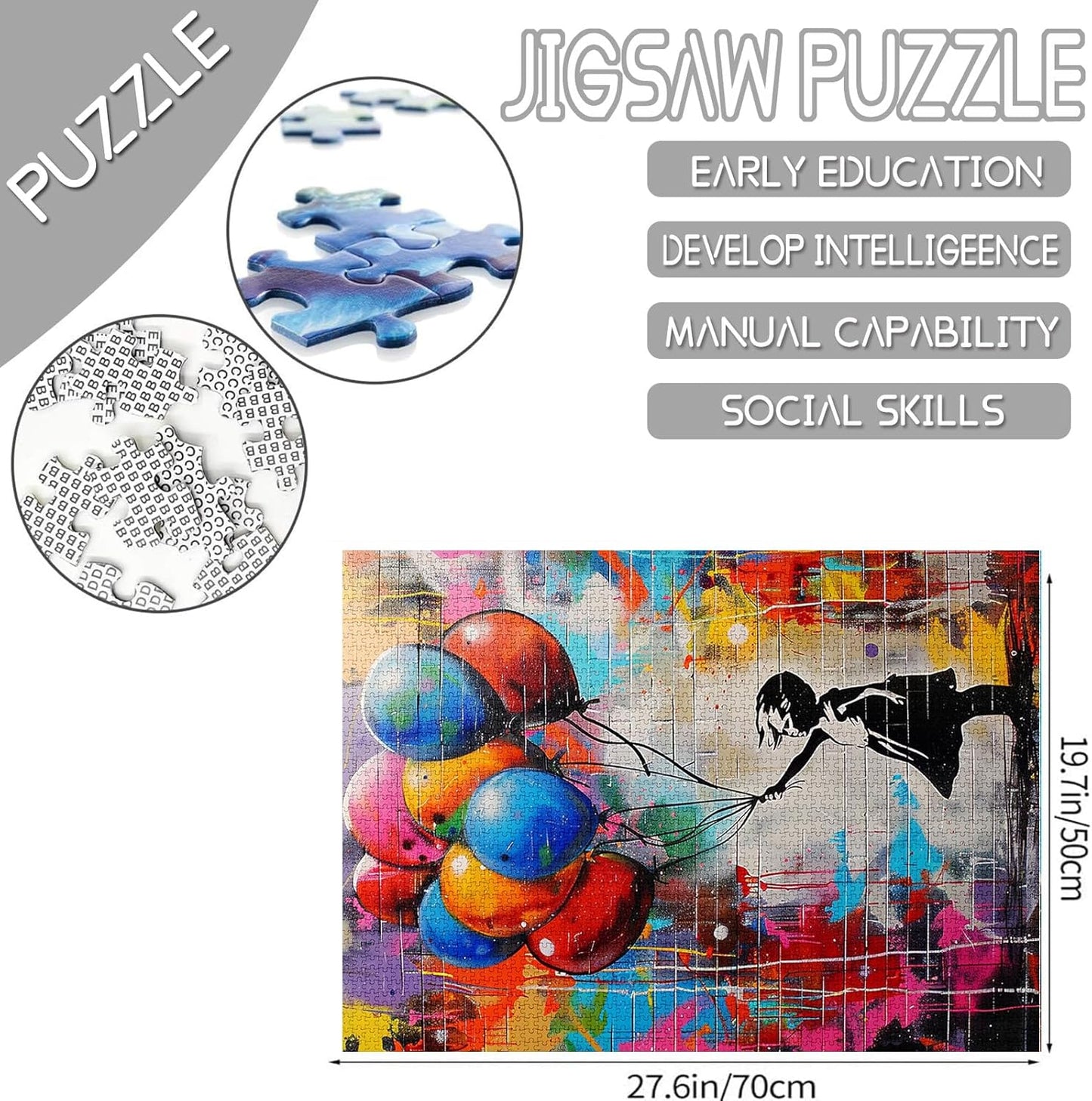 Puzzles de ballons colorés avec graffitis muraux 