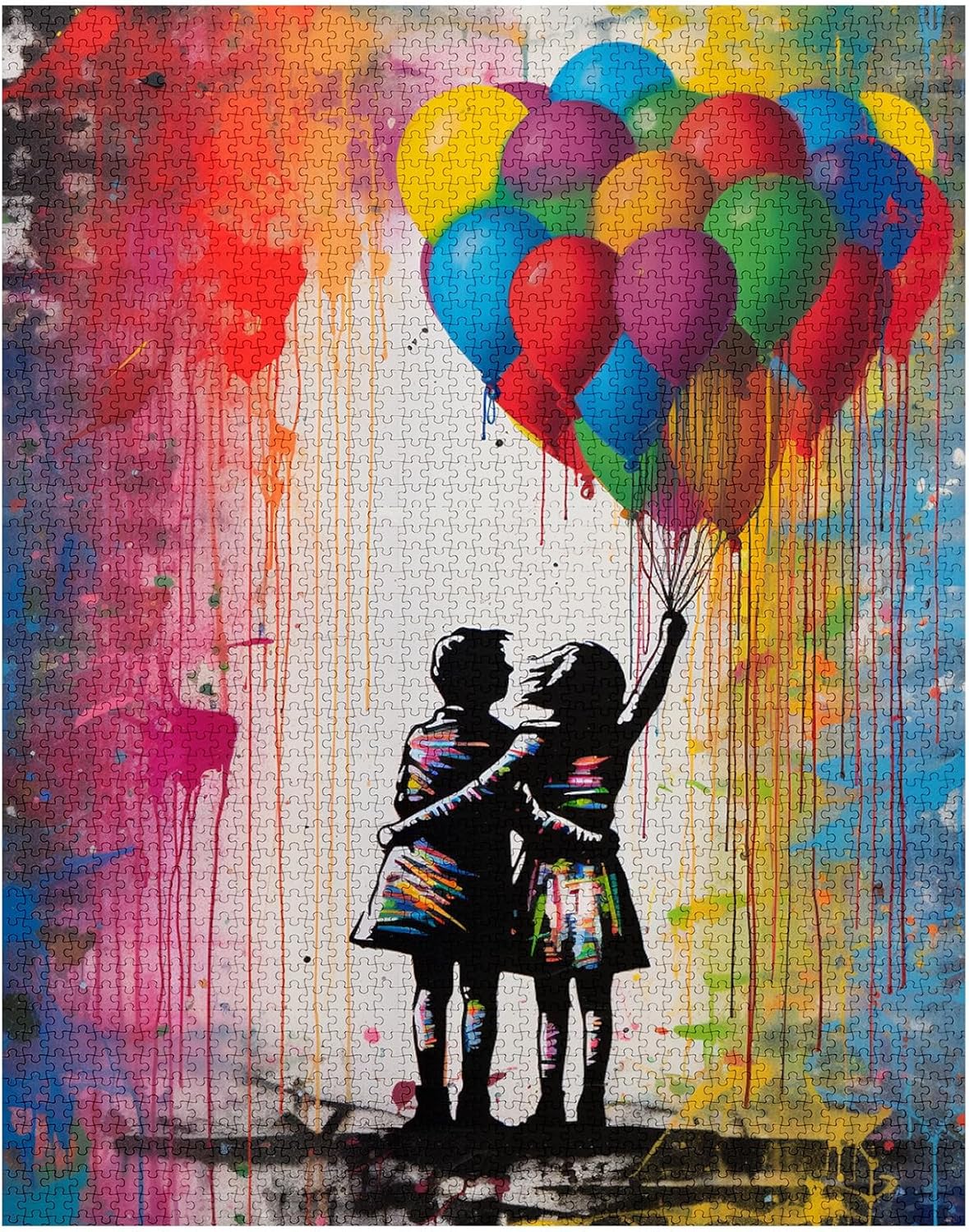 Sweet Couple with Rainbow Balloon Jigsaw Puzzles