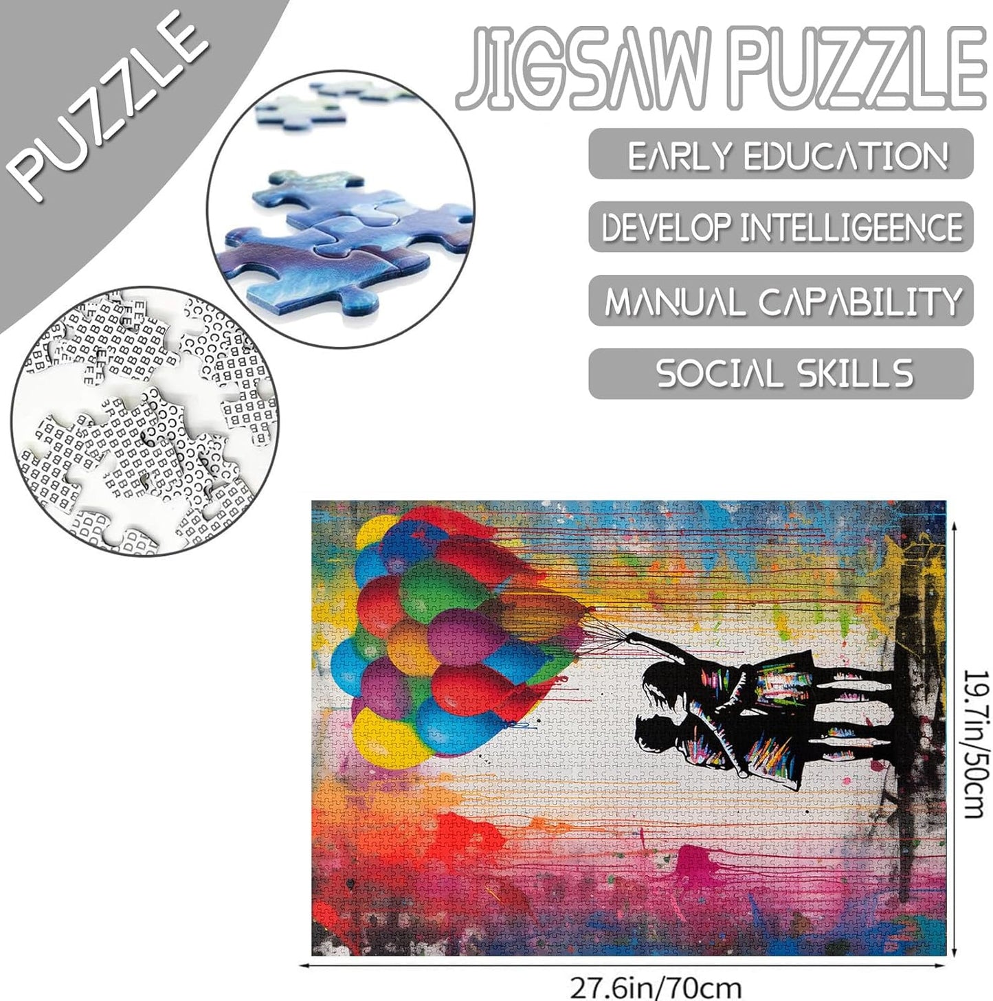 Sweet Couple with Rainbow Balloon Jigsaw Puzzles