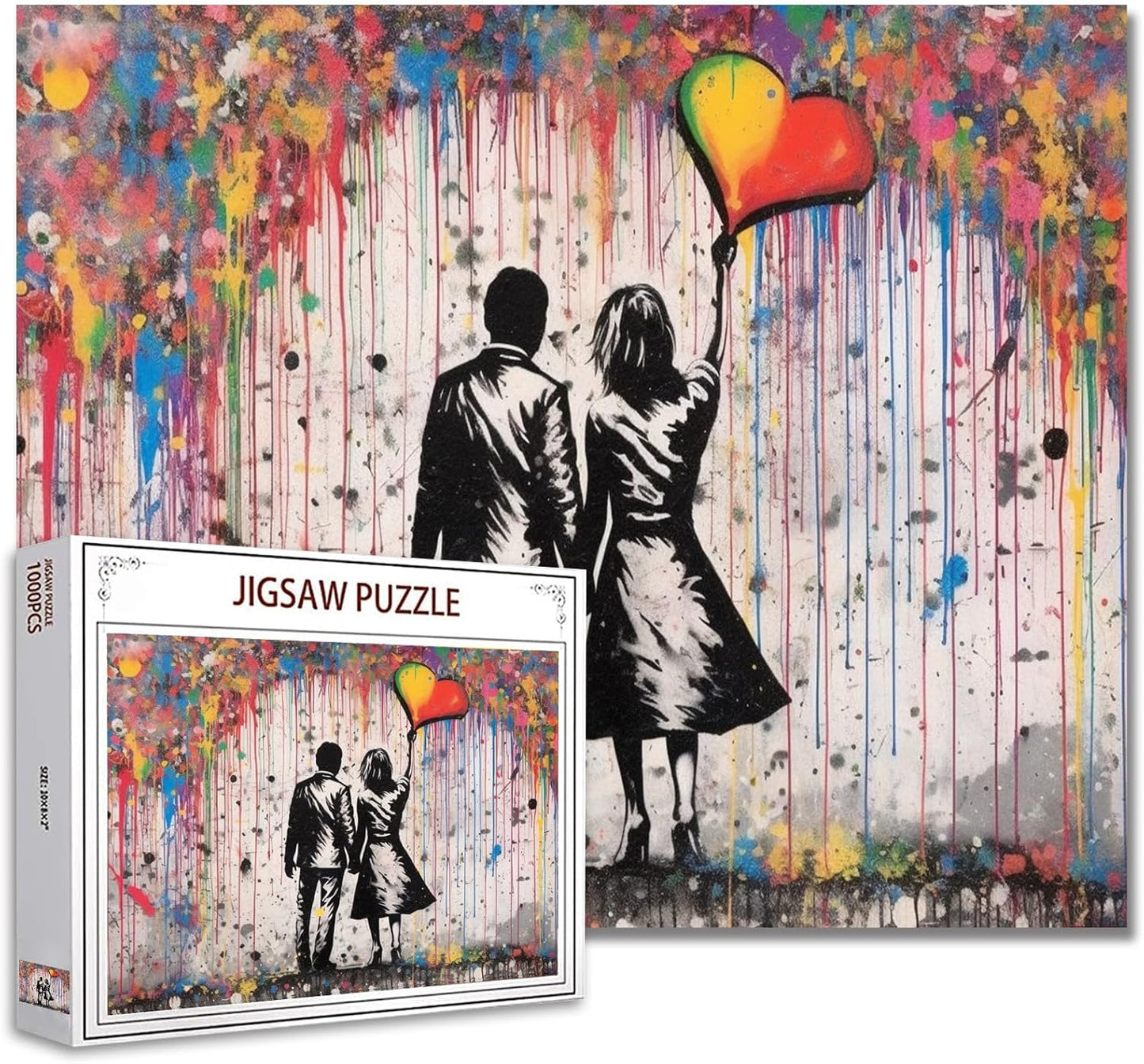 Puzzles d'art Banksy représentant un couple amoureux dans la rue 