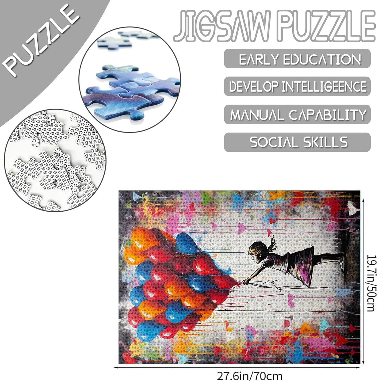 Puzzles de petite fille avec des ballons colorés 