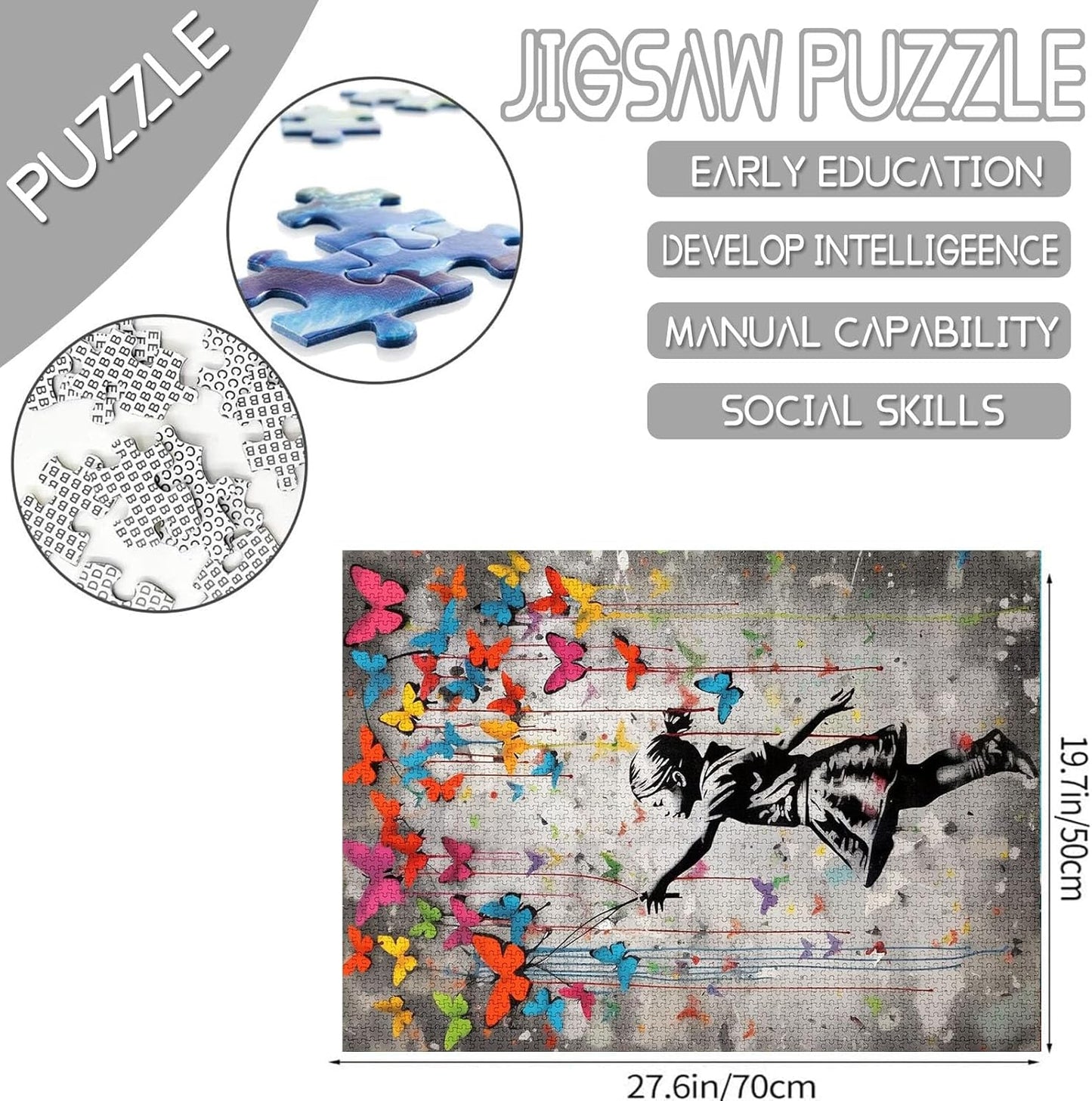 Puzzles Street Art Petite Fille avec Papillon 