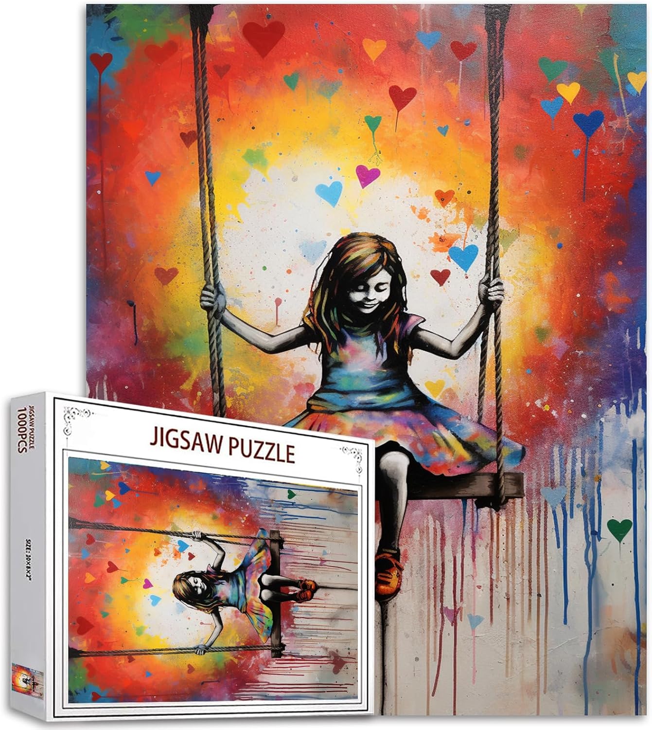 Little Girl Swing Street Pop Art Jigsaw Puzzles