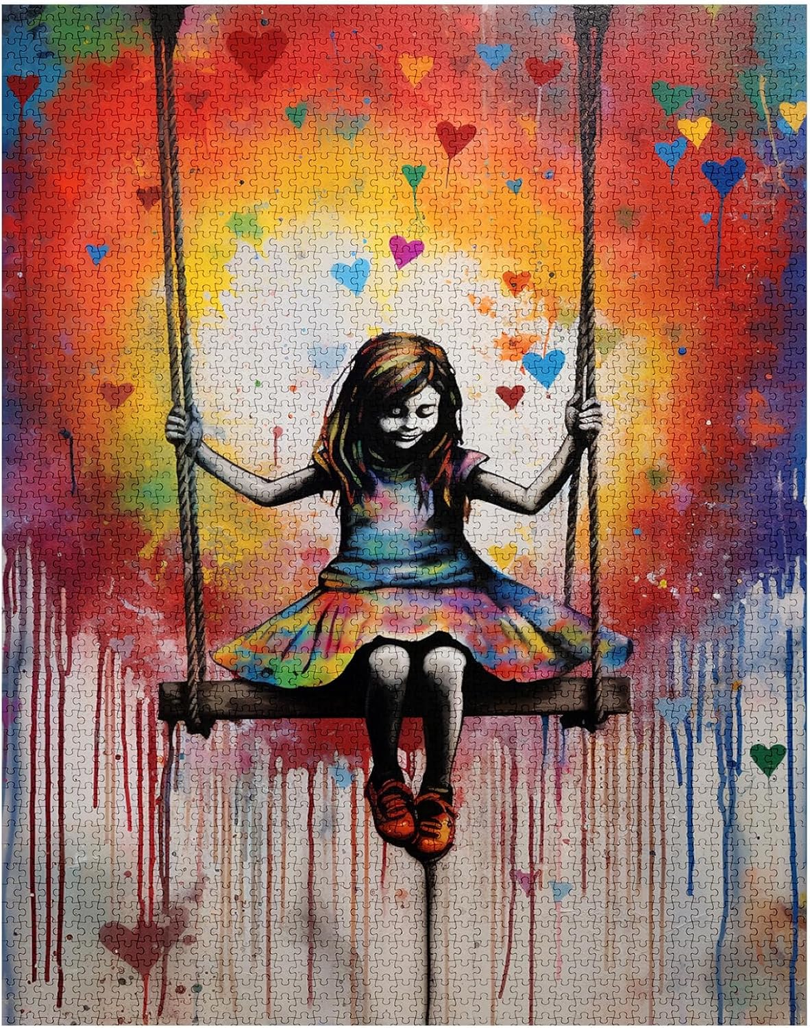 Little Girl Swing Street Pop Art Jigsaw Puzzles