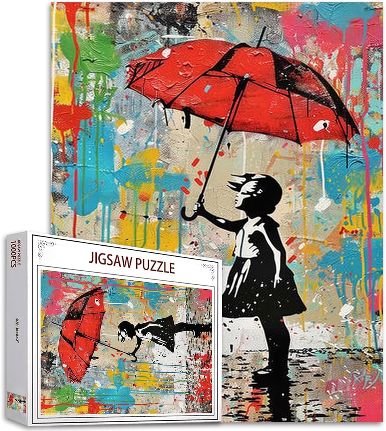 Puzzles de la fille au parapluie rouge 