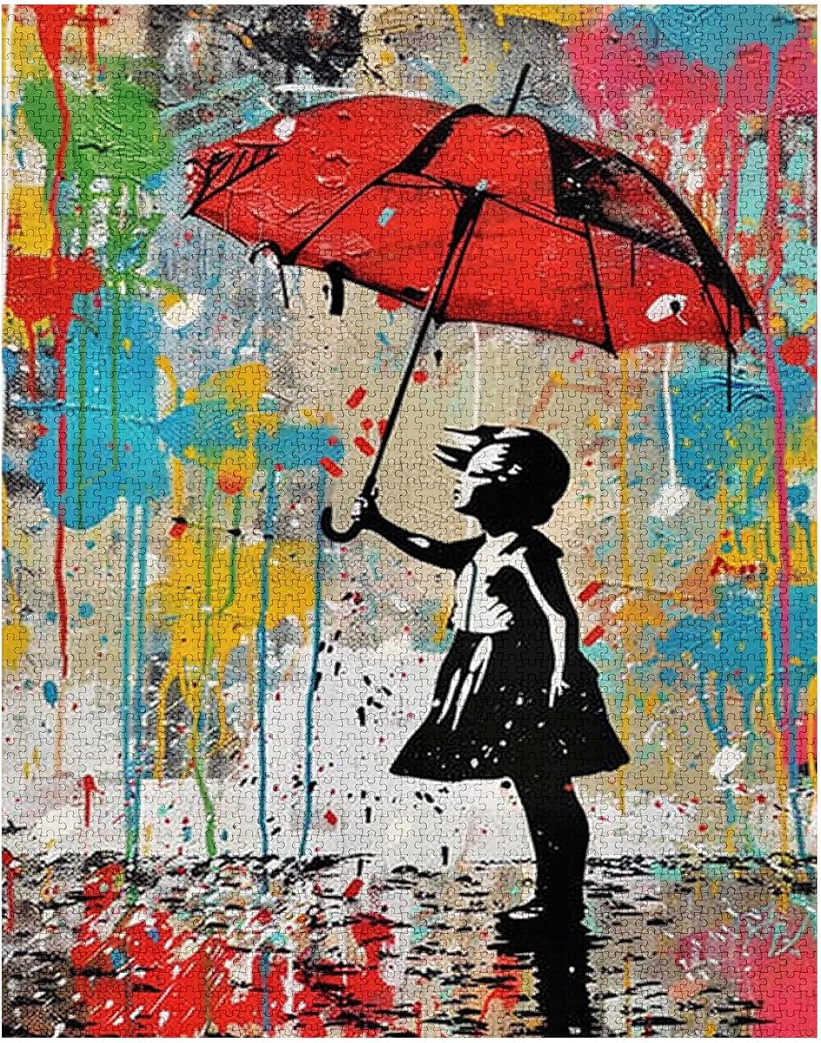 Puzzles de la fille au parapluie rouge 