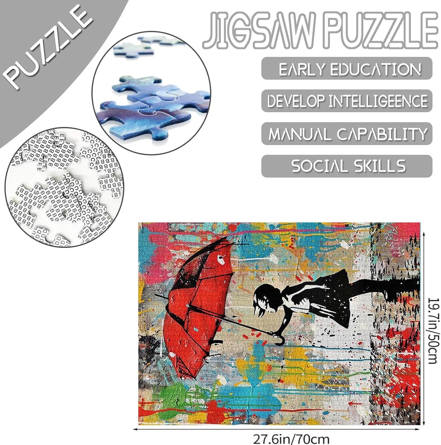 Puzzles de la fille au parapluie rouge 