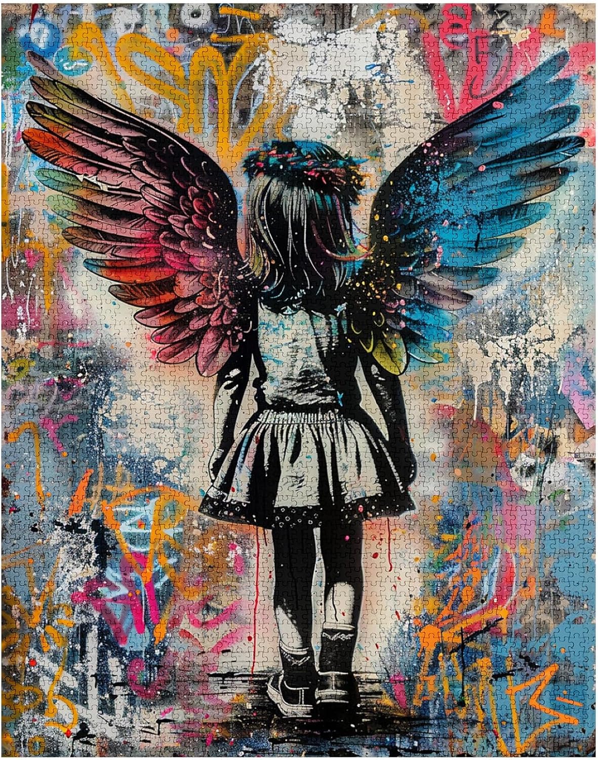 Banksy Angel Wings Little GIrl Jigsaw Puzzles