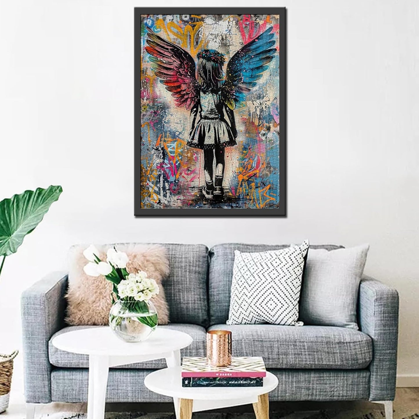 Banksy Angel Wings Little GIrl Jigsaw Puzzles