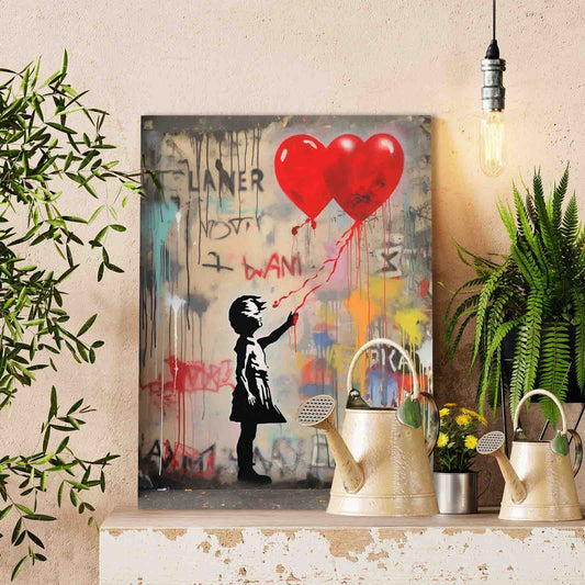 Girl with Two Heart Balloons paint by numbers